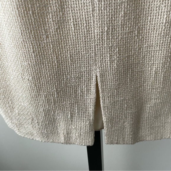 Vintage Valentino Boutique Luxury Cream Cotton Midi Pencil Skirt Size 4 - Picture 6 of 9